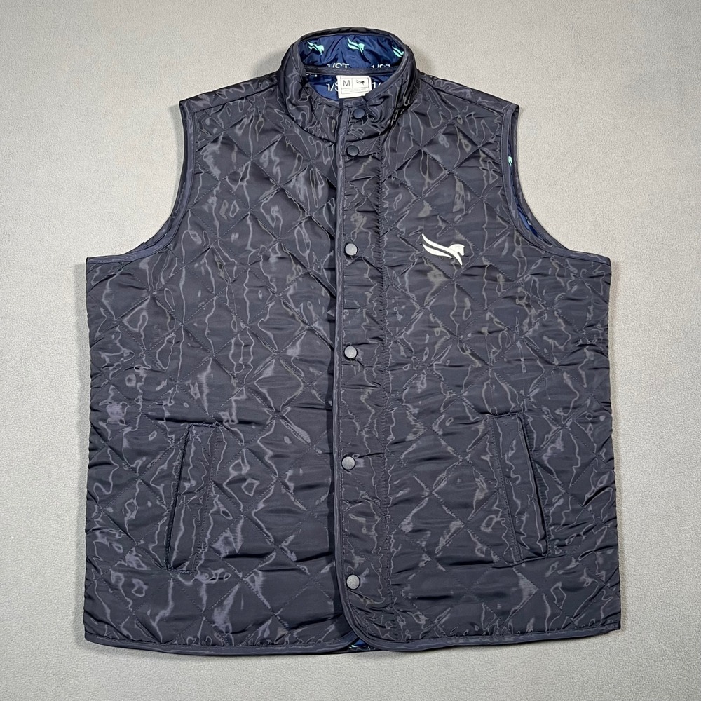 Gulfstream Park 1/ST Quilted Vest Mens‎ M Horse Racing Track Gear Full Zip Snap